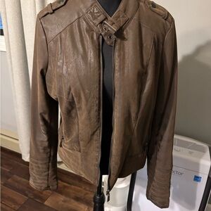 Brown Leather Motorcycle Jacket - Women's